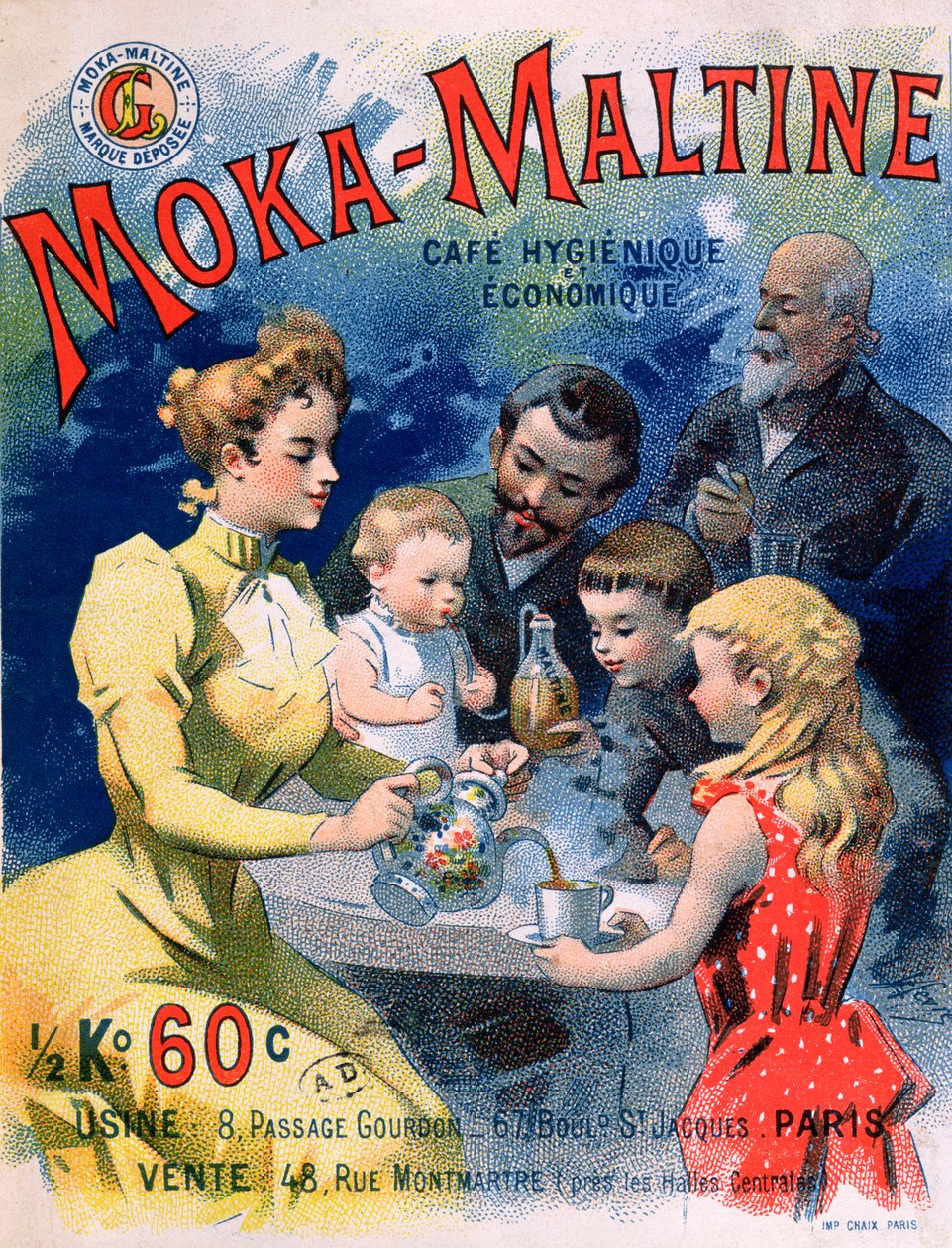 Plakat reklame Moka-Maltine kaffe, ca. 1900 av French School