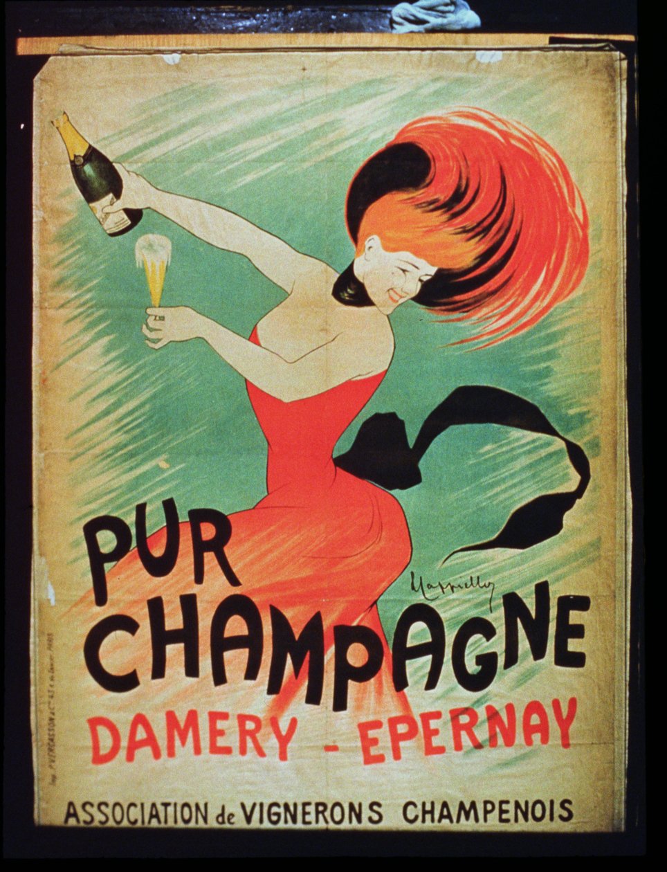 Plakat som reklamerer for Pur Champagne, fra Damery, Epernay av French School