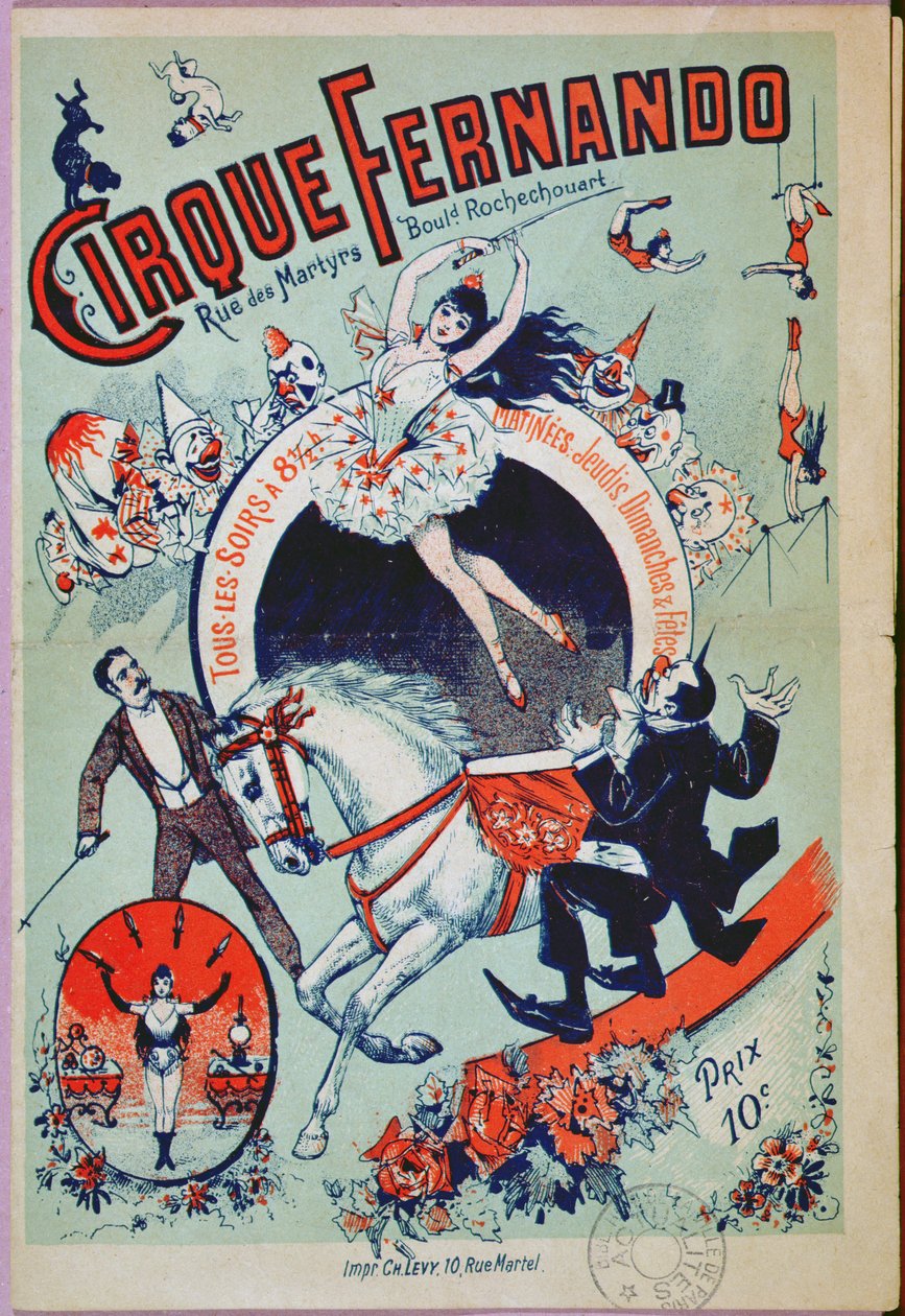 Plakat som reklamerer for Fernando Circus, Paris av French School