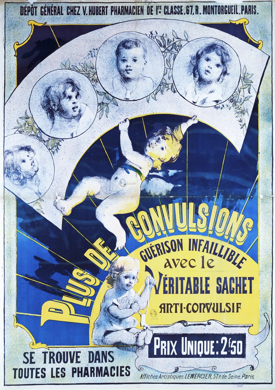 Plakat som reklamerer for Veritable Sachets Anti-Convulsif av French School