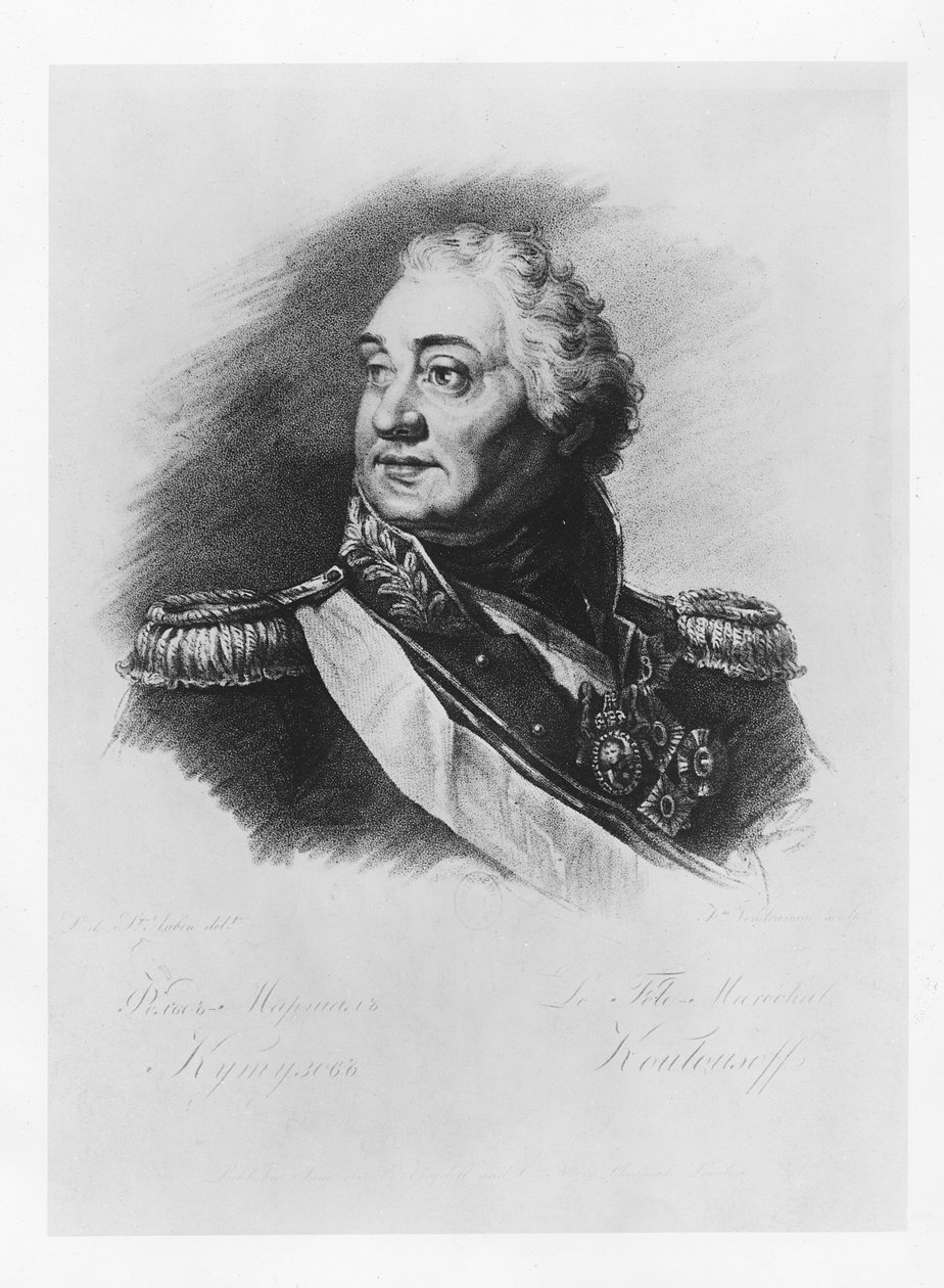Prins Mikhail Illarionovich Golenischev-Kutuzov (litho) av French School