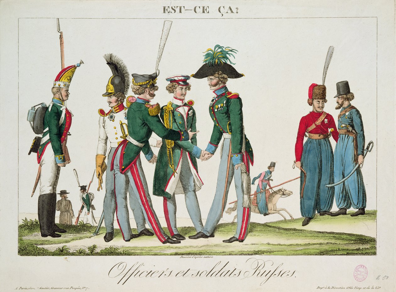 Russiske offiserer og soldater, 1815 av French School
