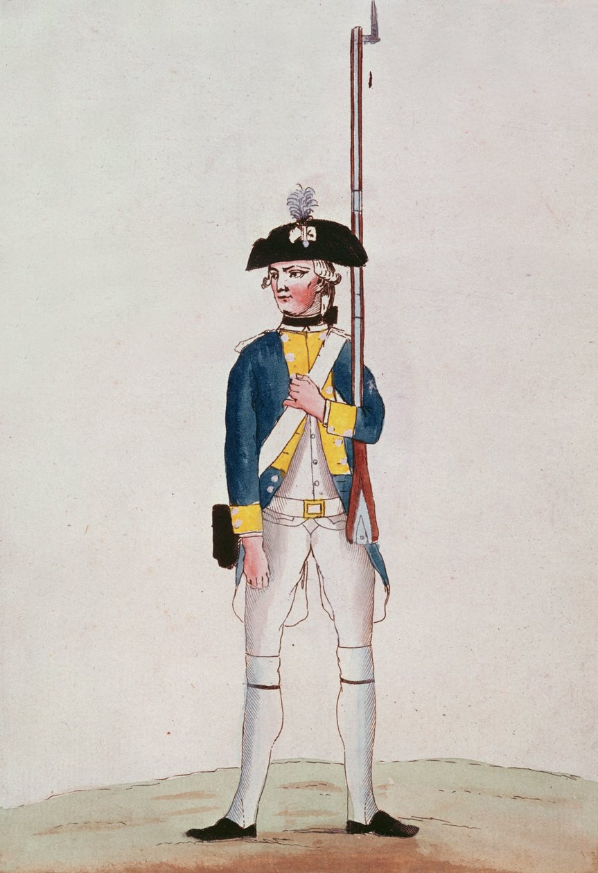 Soldat fra Regiment Royal-Deux-Ponts, ca. 1780 av French School