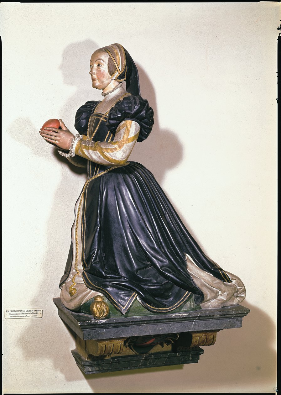 Statue av Antoinette de Fontette (malt stein) av French School