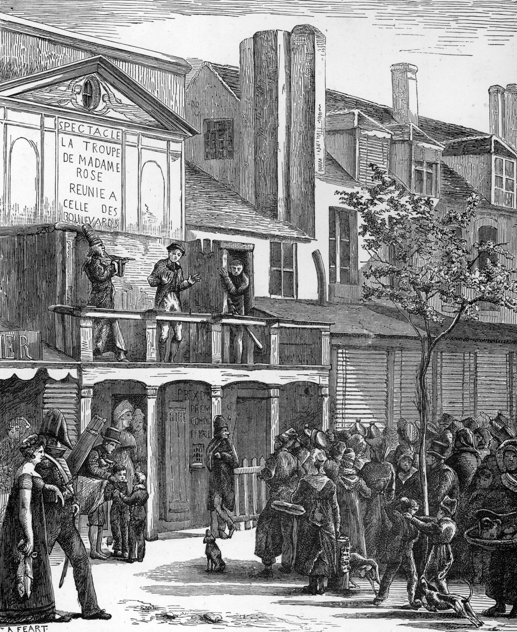 Gateteater: Bobeche karnevalsparade (gravering) av French School