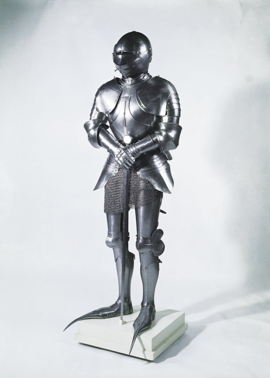 rustning med poulaines, ca. 1480 (metall) av French School