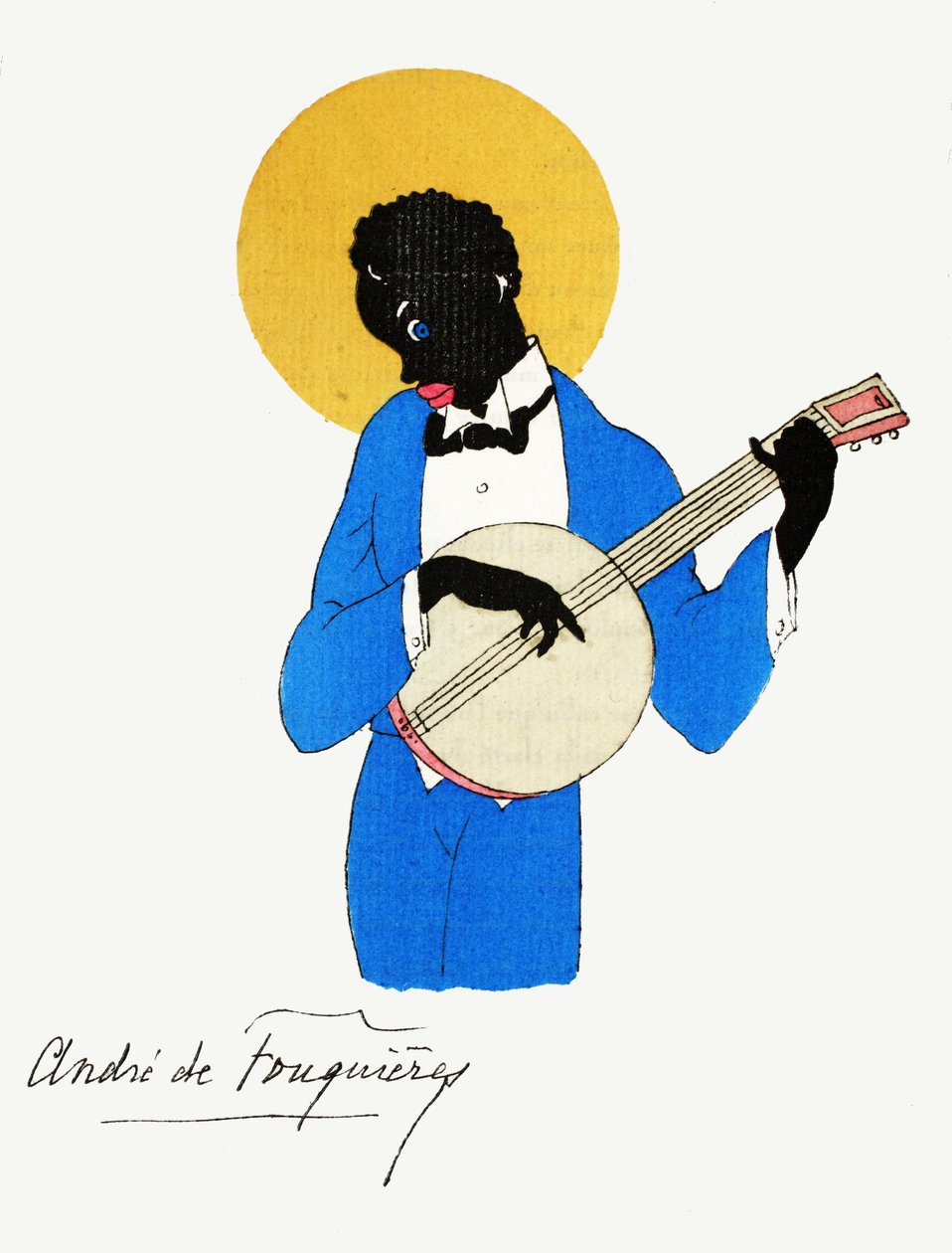 The Banjo Player (pochoir-trykk) av French School