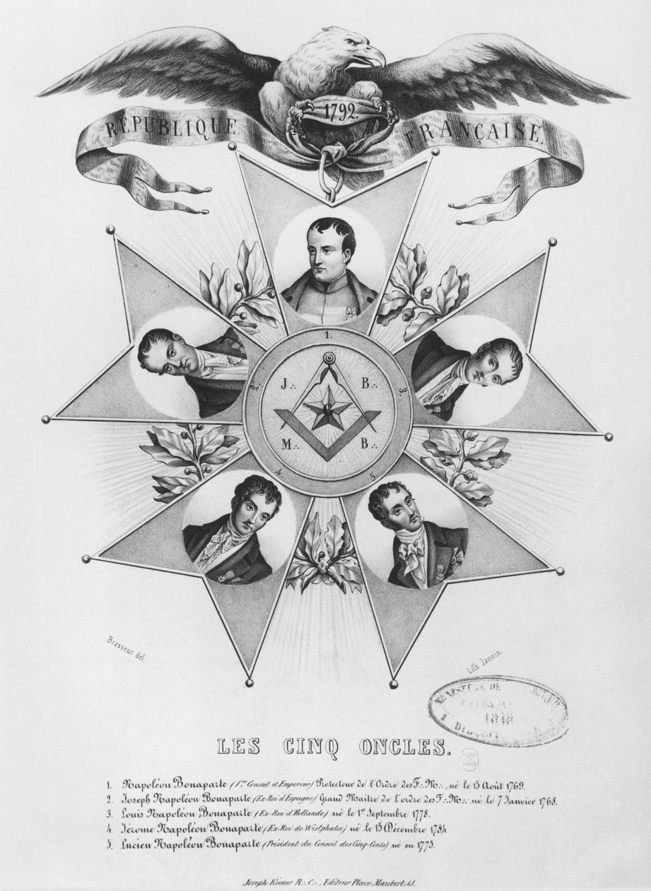 De fem onklene til frimureriet, 1848 av French School