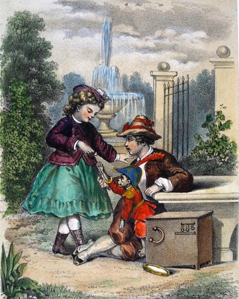 Den lille apen (farge litho) av French School