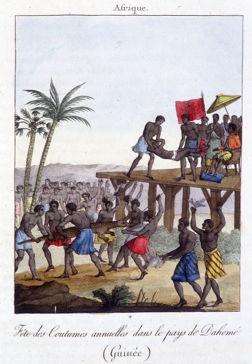 Tradisjonell festival i Guinea - gravering av French School