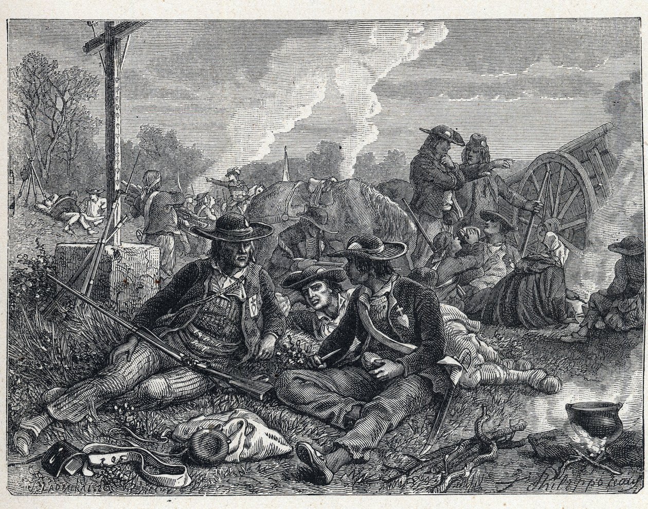 Vendee Wars (1793-1796): encampment of vendean insurges. av French School