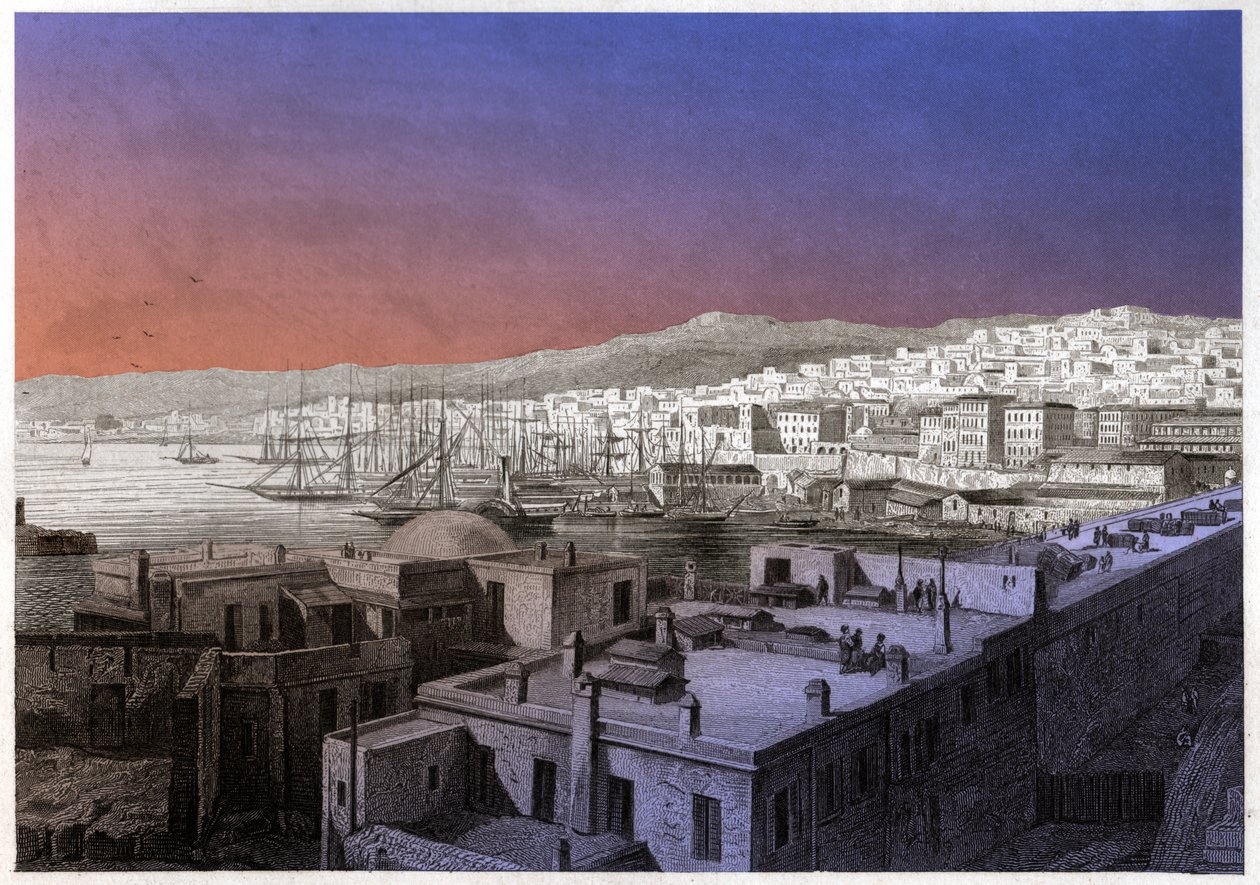 Utsikt over Alger. (gravering, ca. 1850) av French School