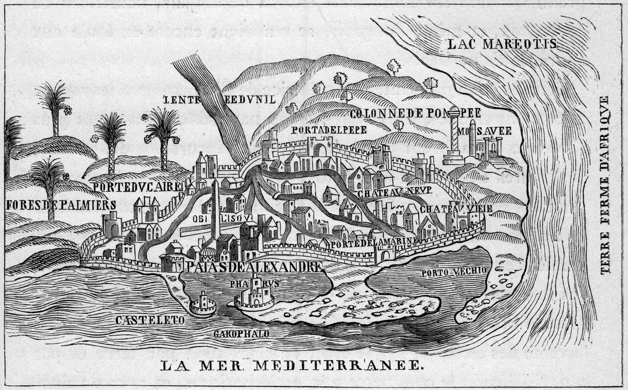 Utsikt over byen Alexandria, Egypt av French School