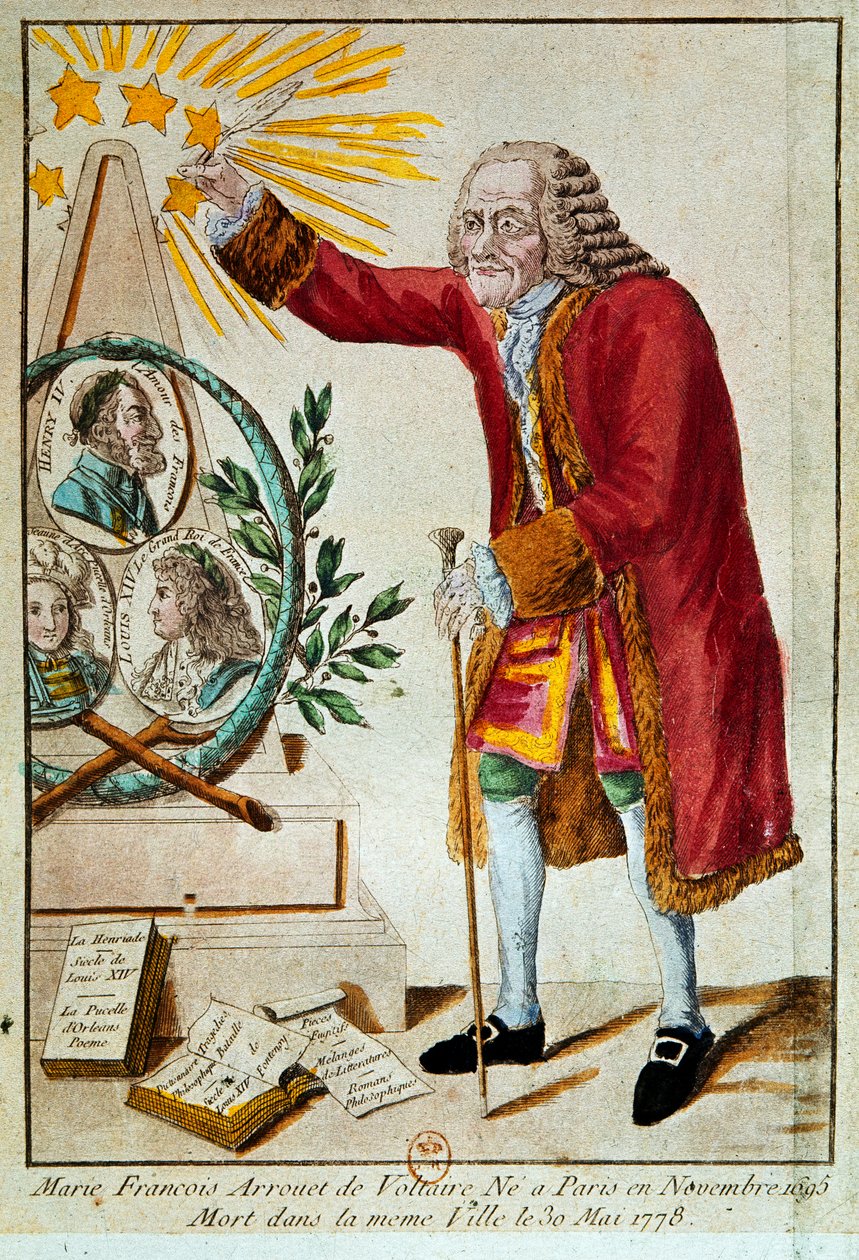 Voltaire (håndfarget etsning) av French School