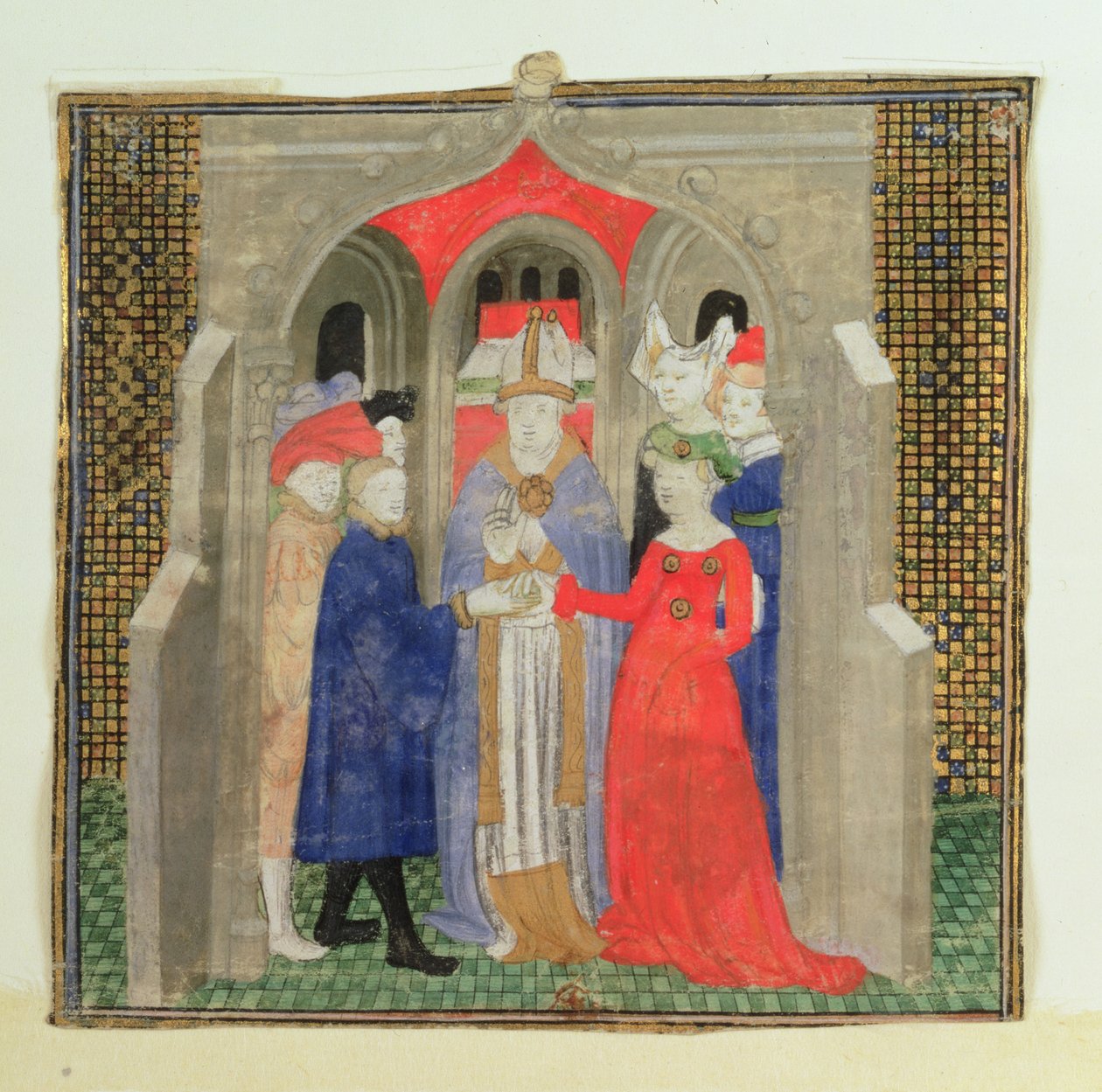Bryllup (wc på vellum) av French School