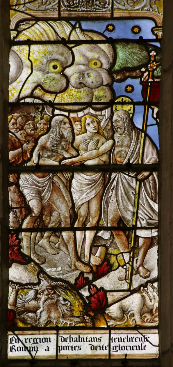 Vindu som viser Harrowing of Hell av French School