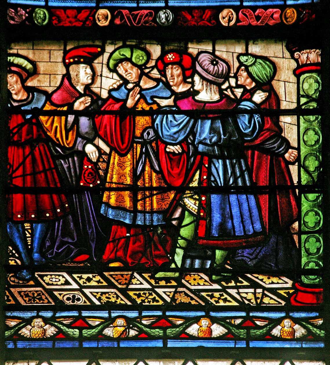 Vindu w6 som viser fariseerne i synagogen av French School