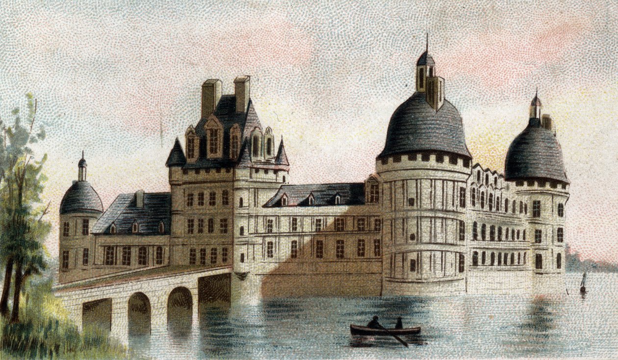 utsikt over slottet i Valencay (Indre). av French School