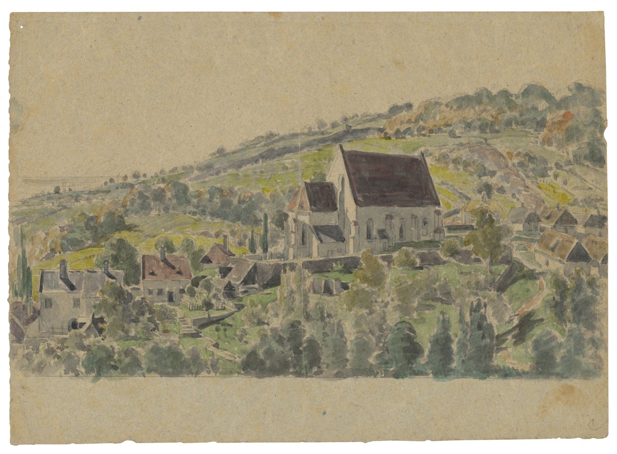 Utsikt over den gotiske kirken i Jur nær Bratislava av Friedrich Carl von Scheidlin