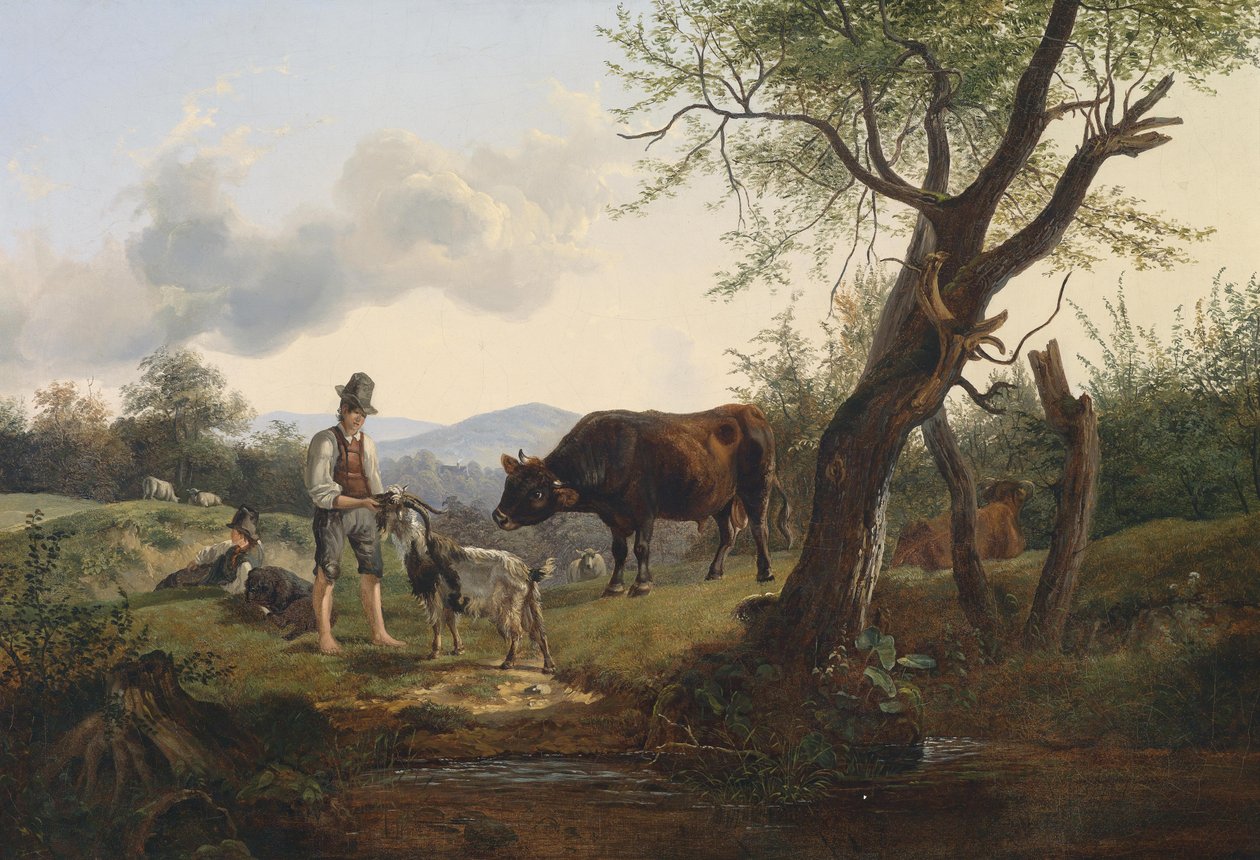 Gjeter med bilgeit av Friedrich Gauermann