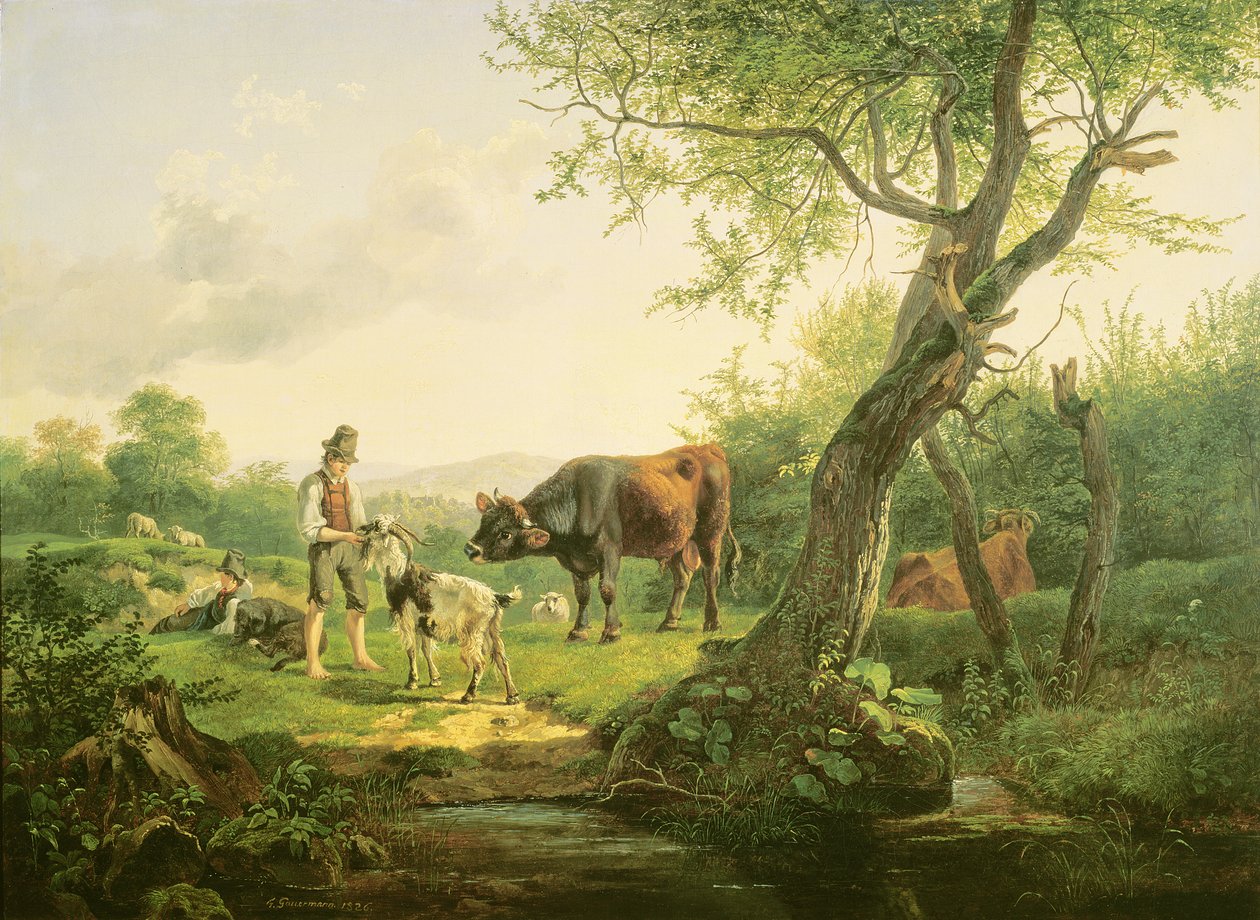 Landskap med en hyrde, 1826 av Friedrich Gauermann