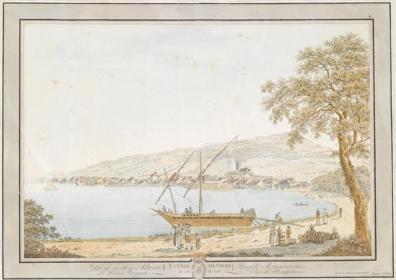 Utsikt over Vevey ved Genfersjøen av Friedrich Georg Wexelberg