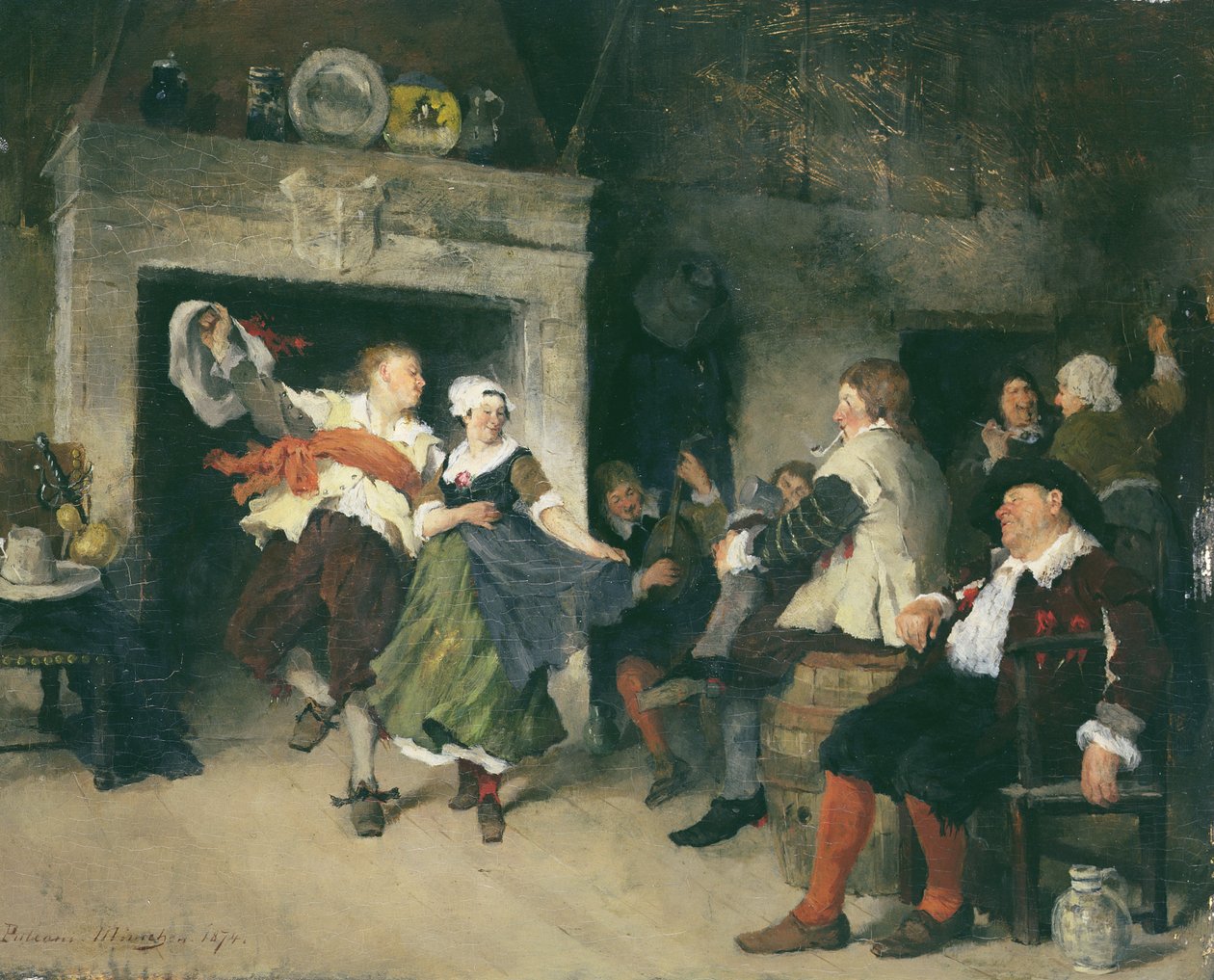 Par danser i en taverna, 1874 av Friedrich von Puteani
