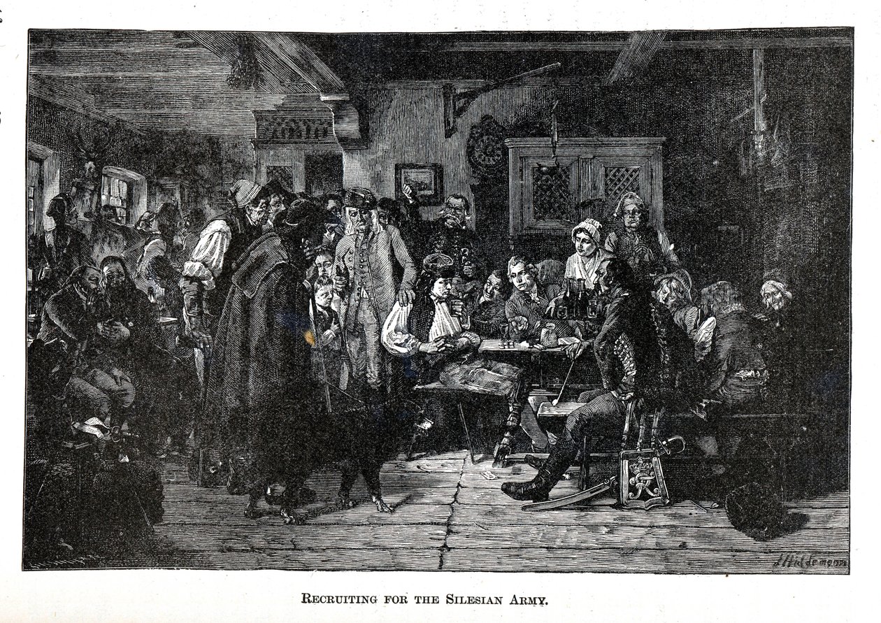 Rekruttering til den schlesiske hæren, 1882 av Friedrich Hiddemann