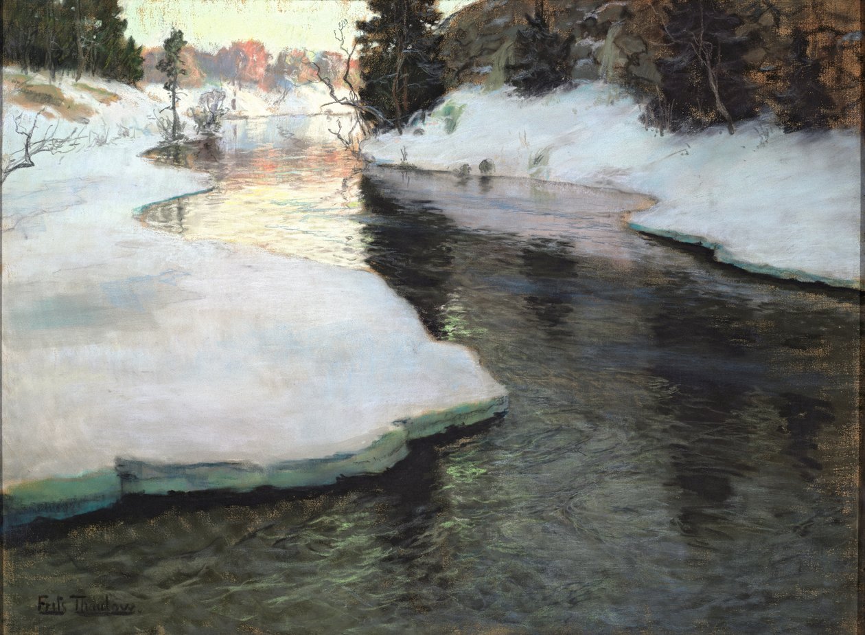 Fjellbekk. Vinter av Frits Thaulow