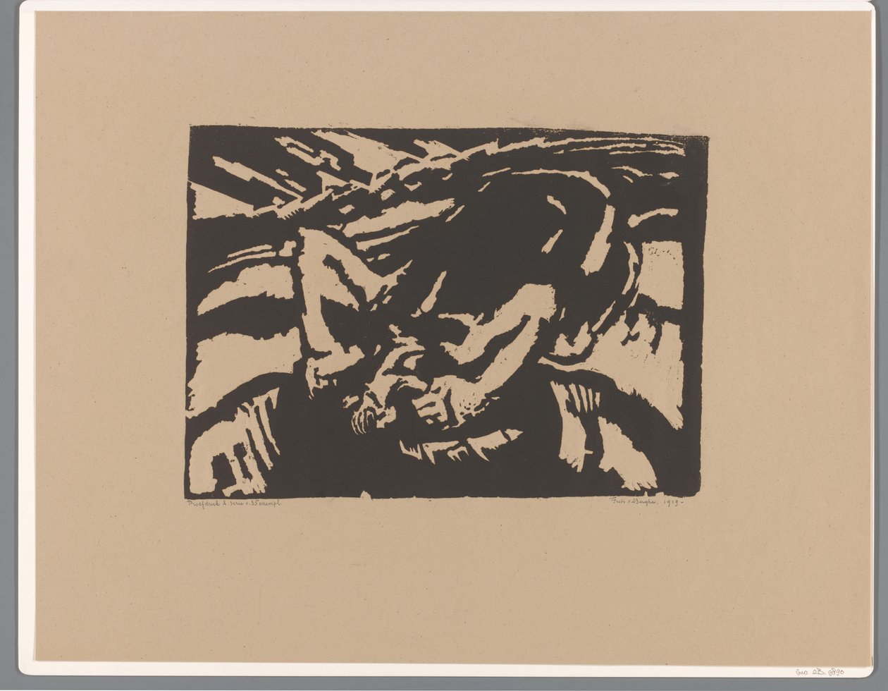 Knælende mann av Frits van den Berghe (signed by artist)