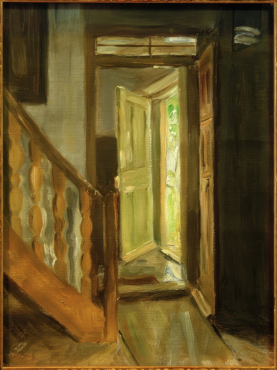 Interiør i et trapperom av Fritz von Uhde