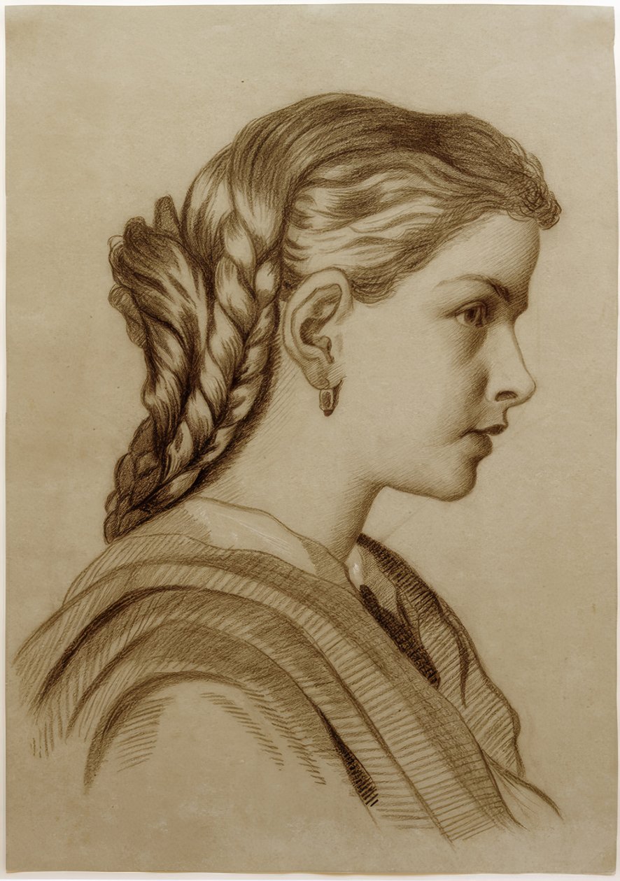 Profilportrett av en ung dame til høyre av Fritz von Uhde