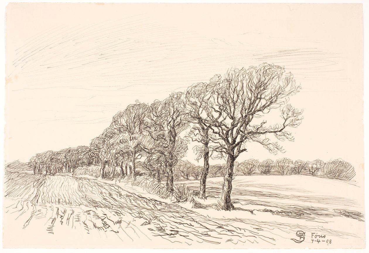 Landskap med eiketrær. Føns av Fritz Syberg