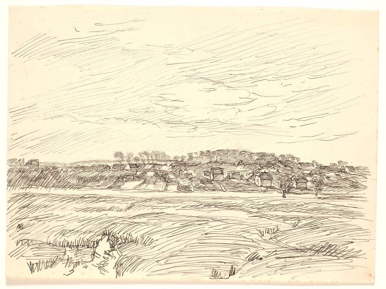 Landskap med landsby av Fritz Syberg