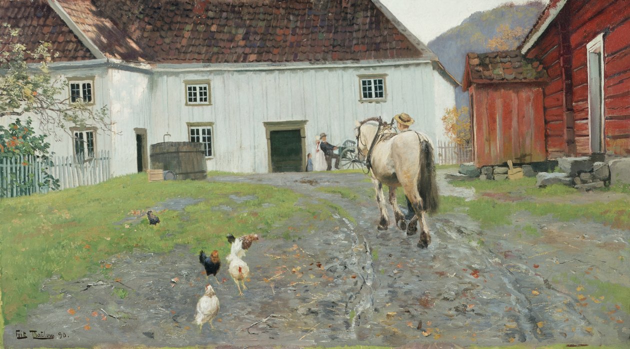 På gårdstunet av Fritz Thaulow