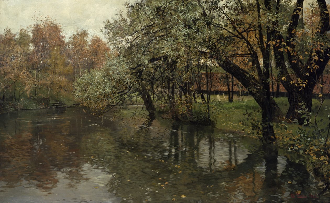 Autumn day by the Akerselva av Fritz Thaulow