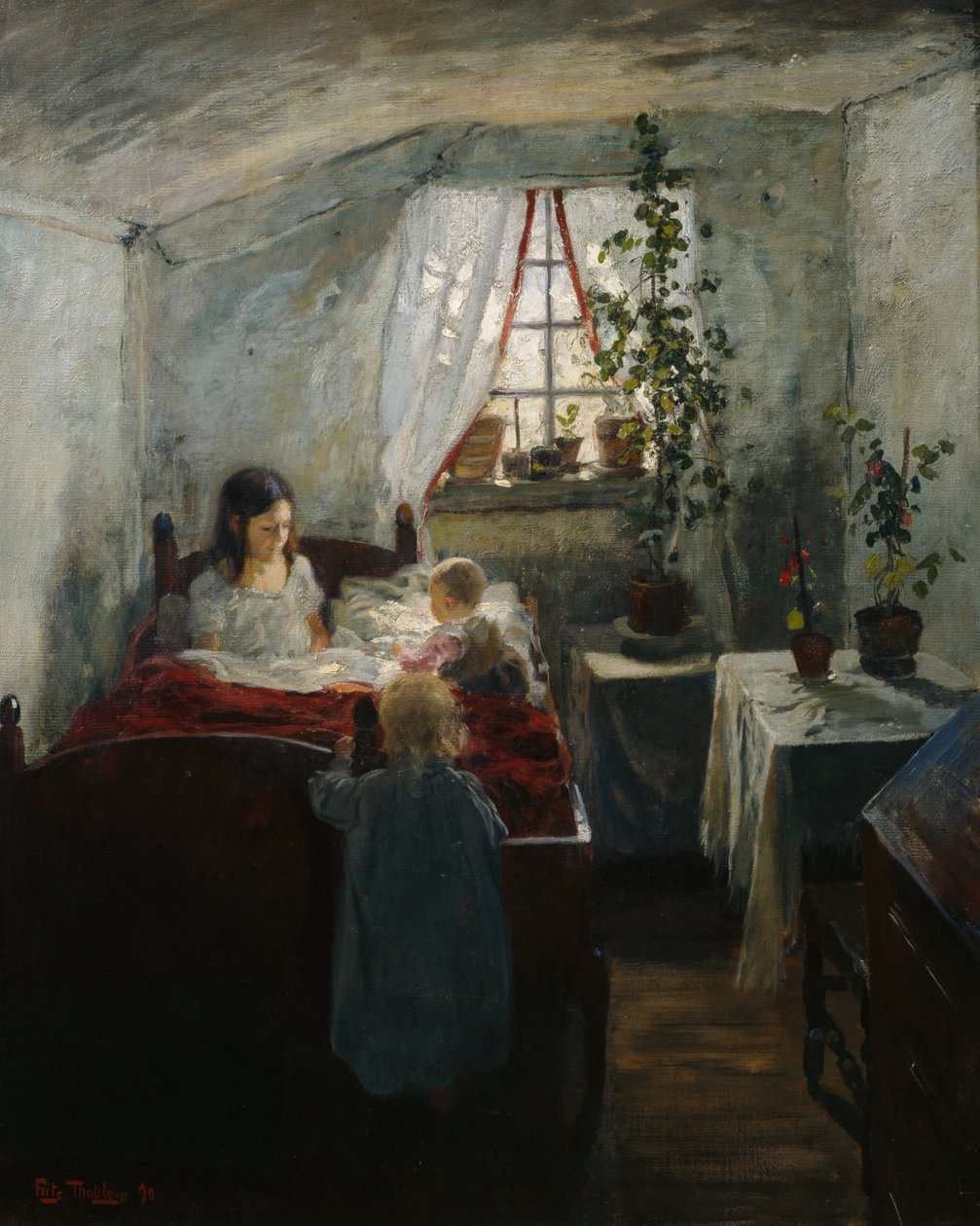 Interiør med barn av Fritz Thaulow