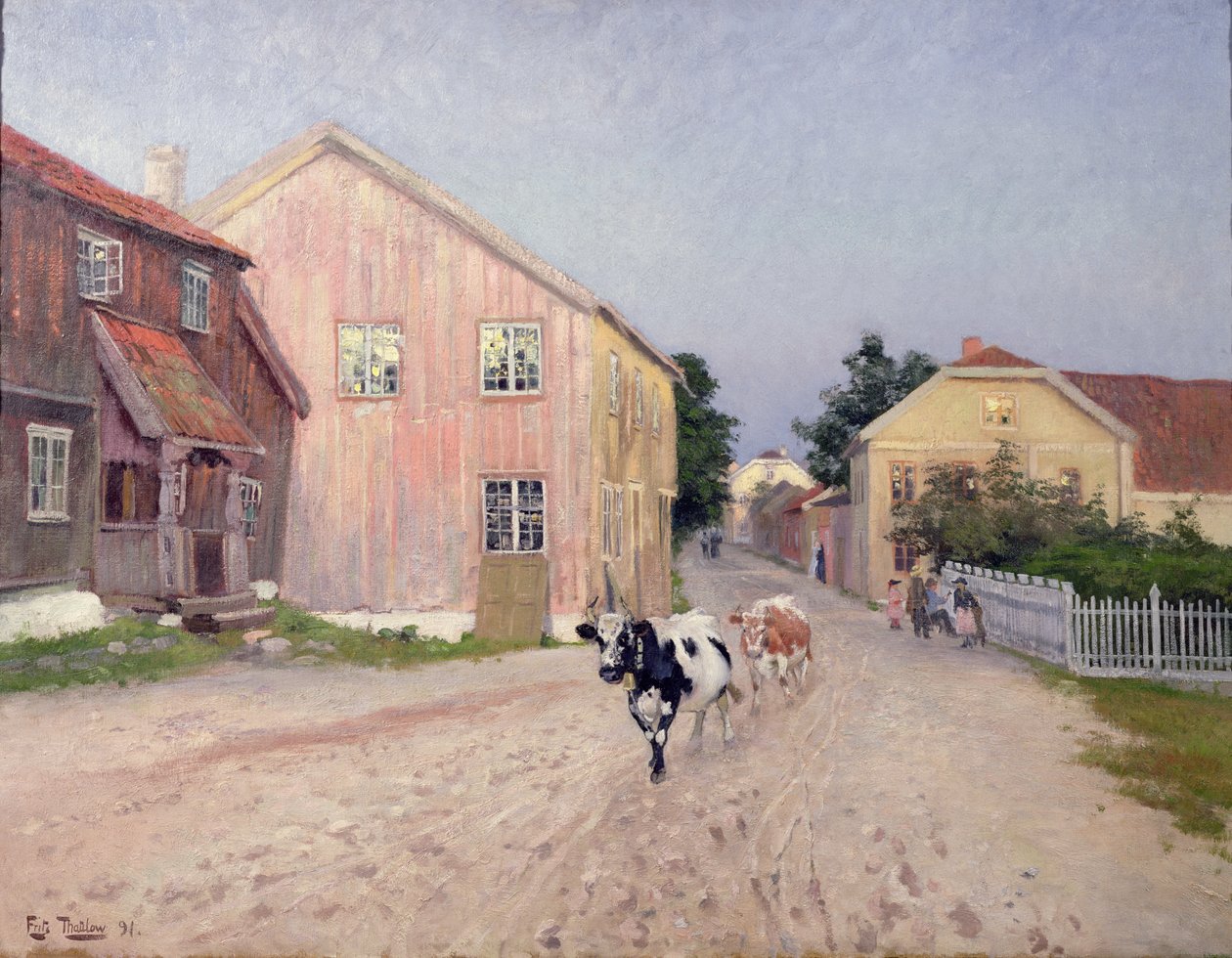 Street in Hokksund av Fritz Thaulow