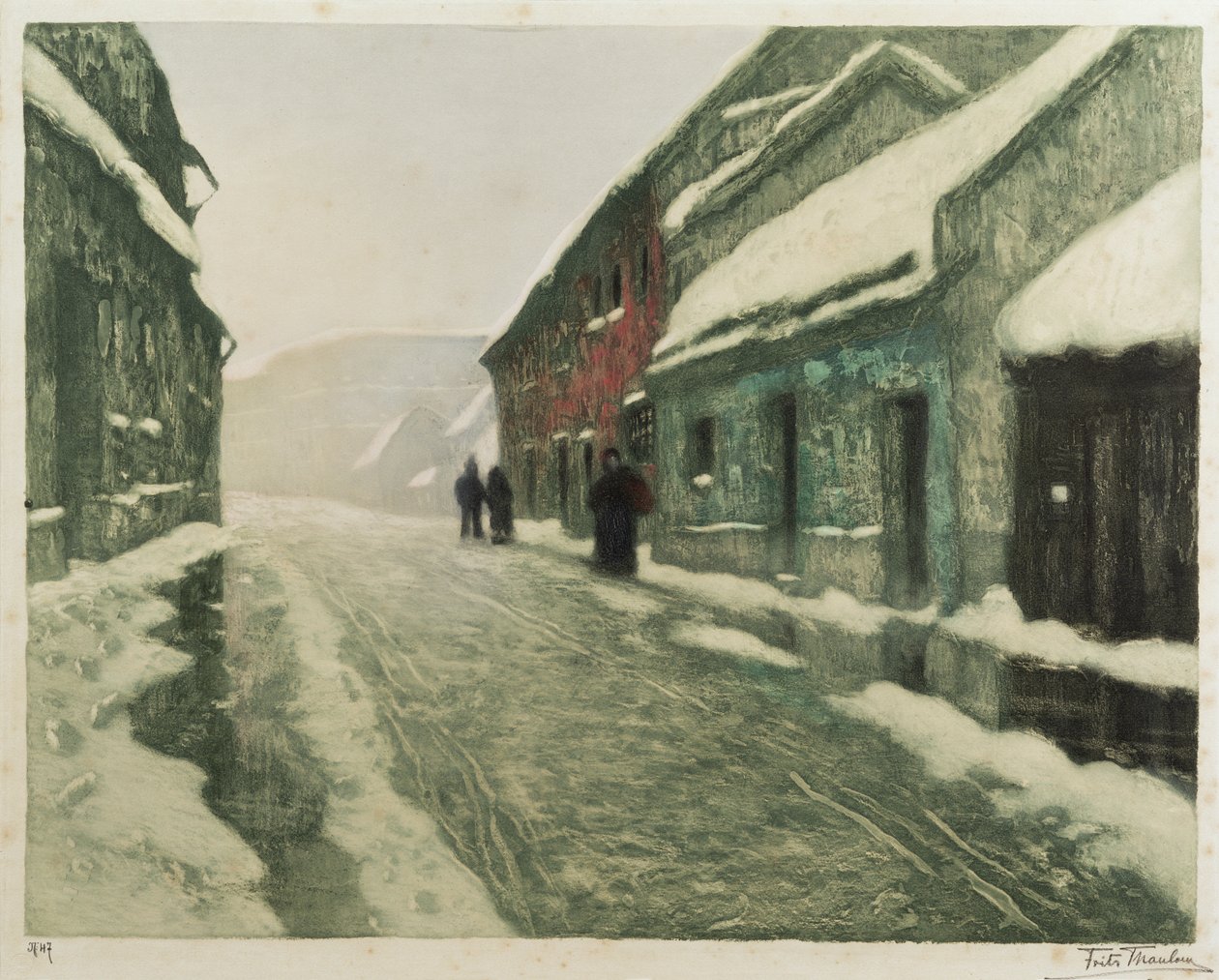 Tine (håndfarget etsning) av Fritz Thaulow