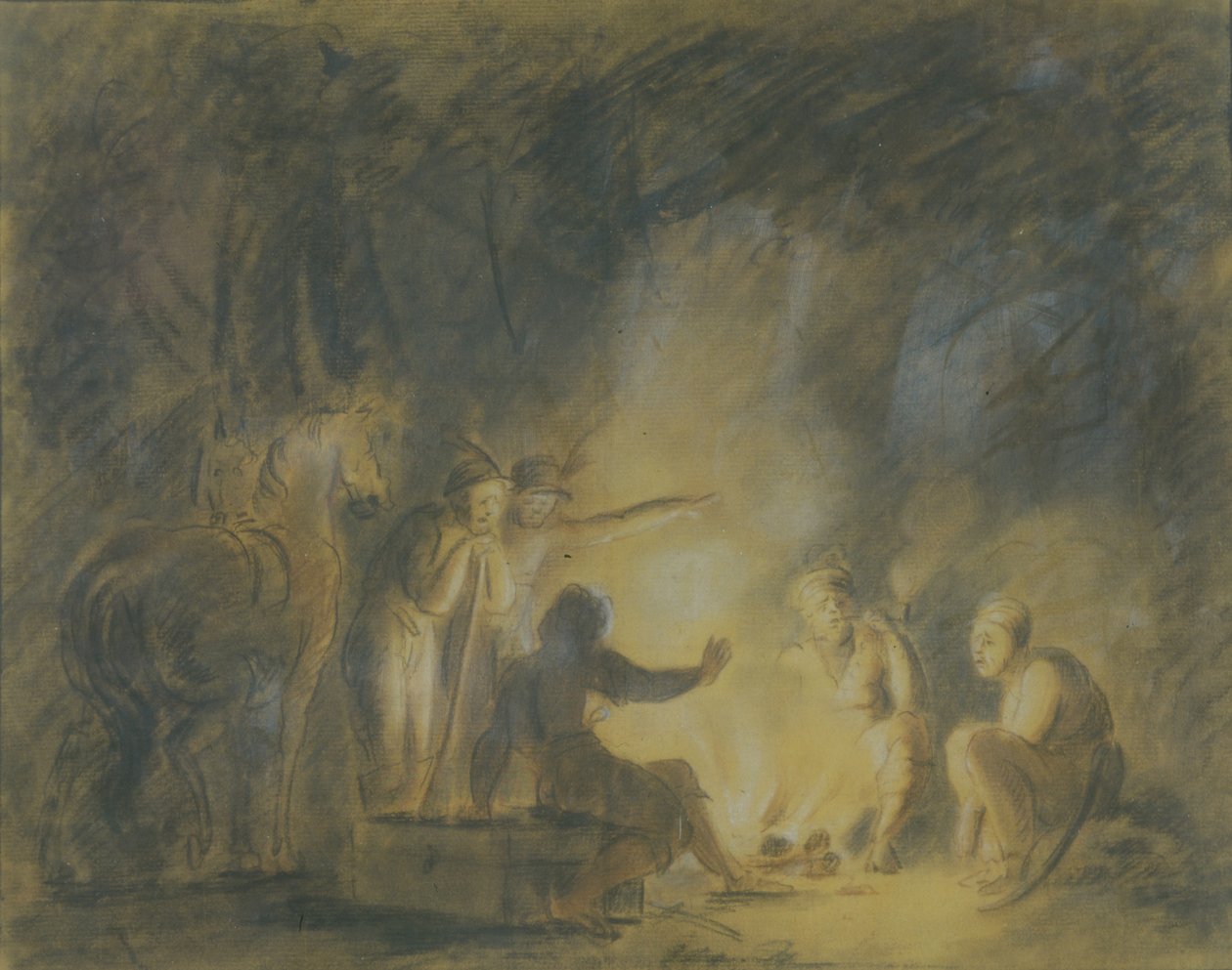 Ved leirbål, 1806 av Fyodor Petrovich Tolstoy