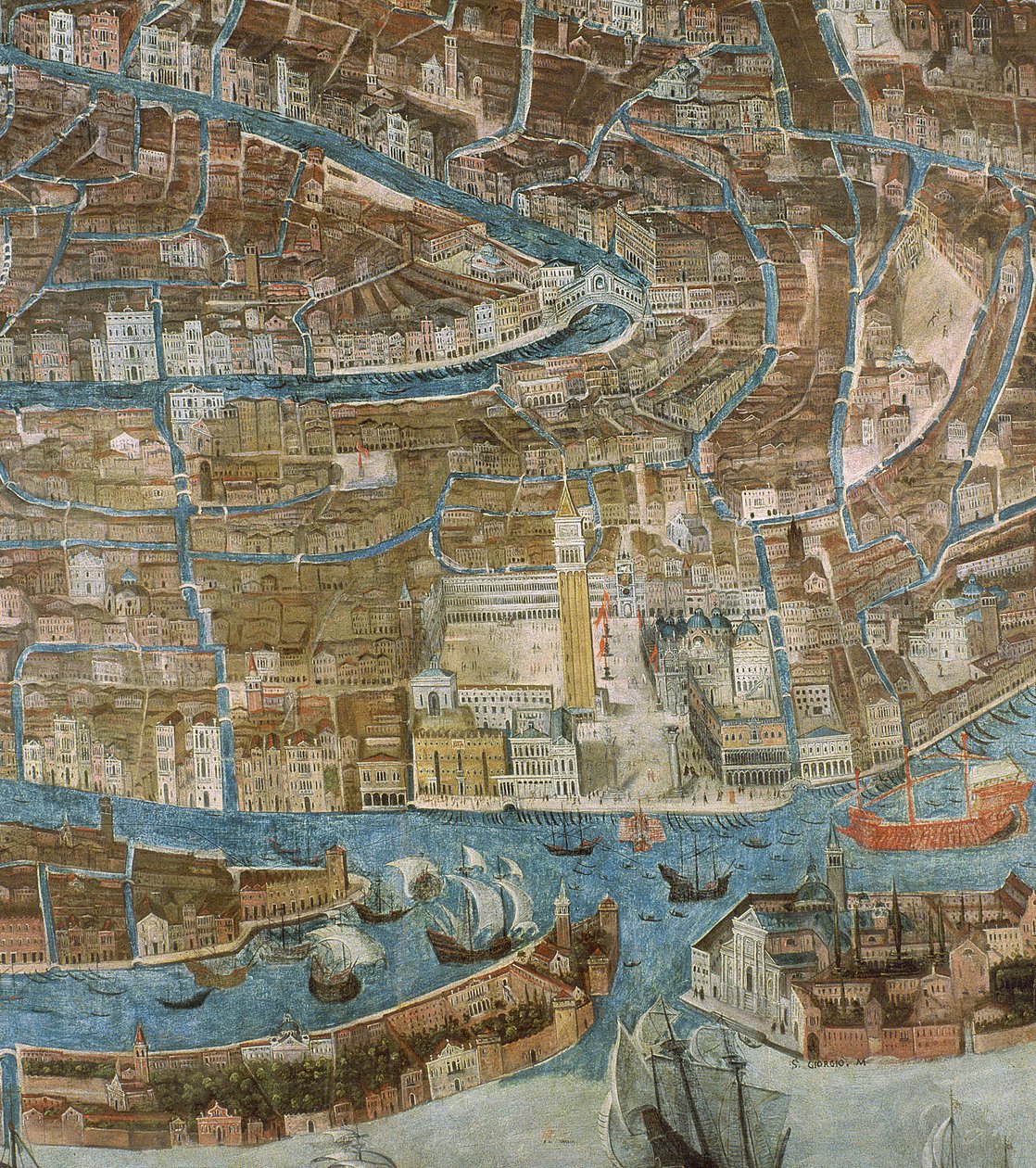 Kart over Venezia, første halvdel av 1600-tallet (panel) (detalj av 64062) av G. Barzenti