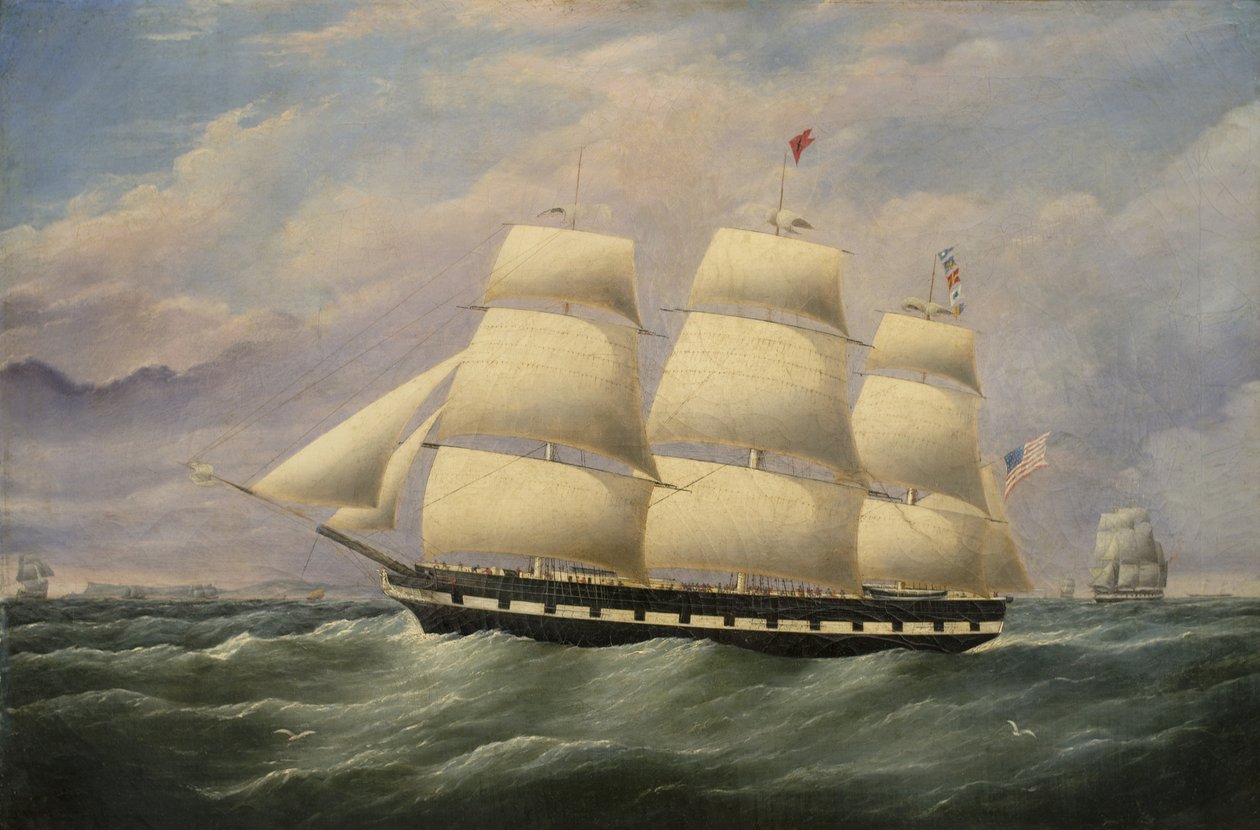 Clipper Ship American Eagle, 1856 olje på lerret av G. Dell