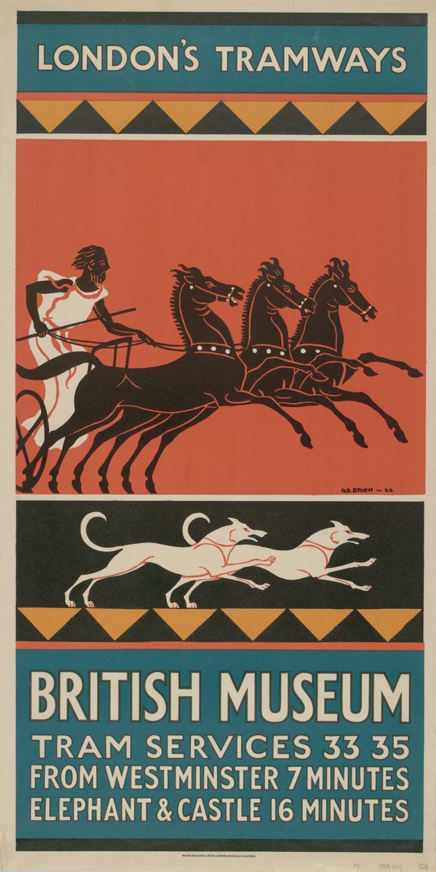 British Museum, Tram Services 33, 35, 1927 av G. Stanislaus Brien