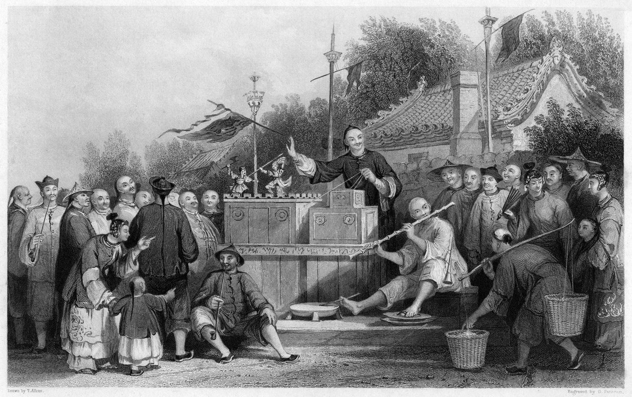 Sjeldent show på Lin-sin-choo, Kina, c1843. av G. Paterson