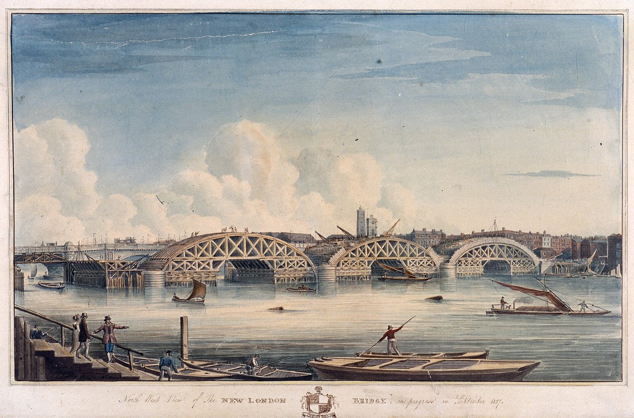 New London Bridge, London, 1827 av G Yates