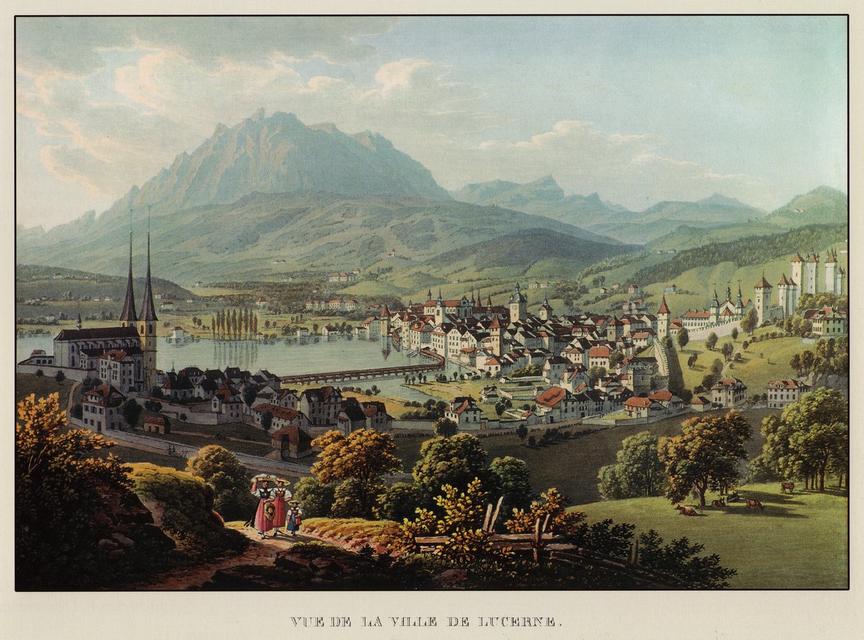 Utsikt over byen Lucerne av Gabriel Ludwig Lori