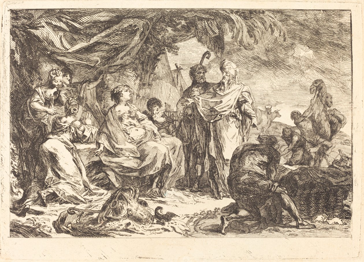 Laban søker sine guder av Gabriel Jacques de Saint Aubin