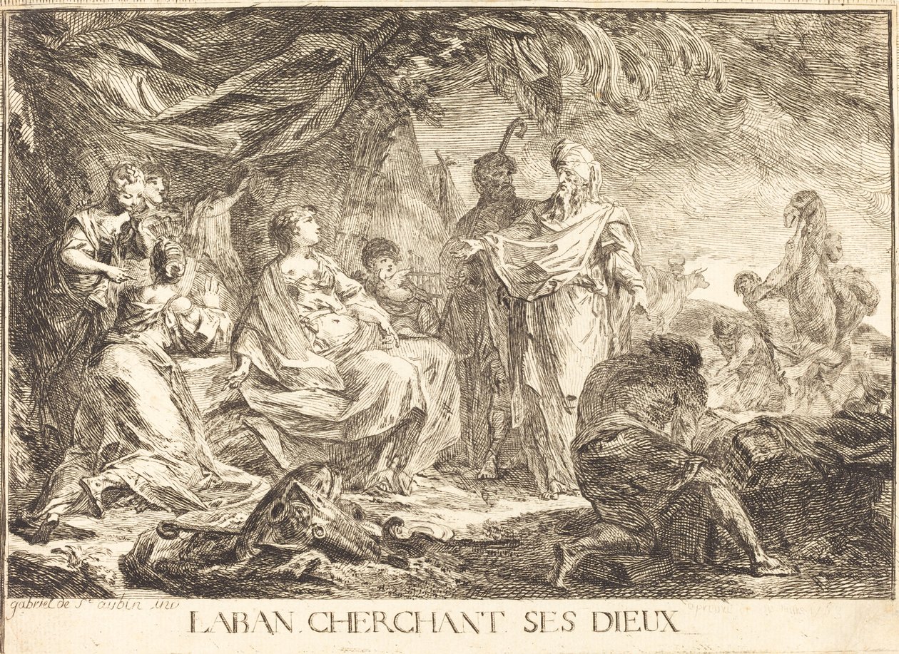 Laban søker sine guder av Gabriel Jacques de Saint Aubin