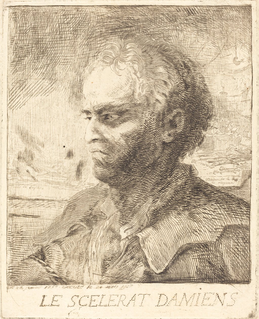 Damiens er en kriminell av Gabriel Jacques de Saint Aubin