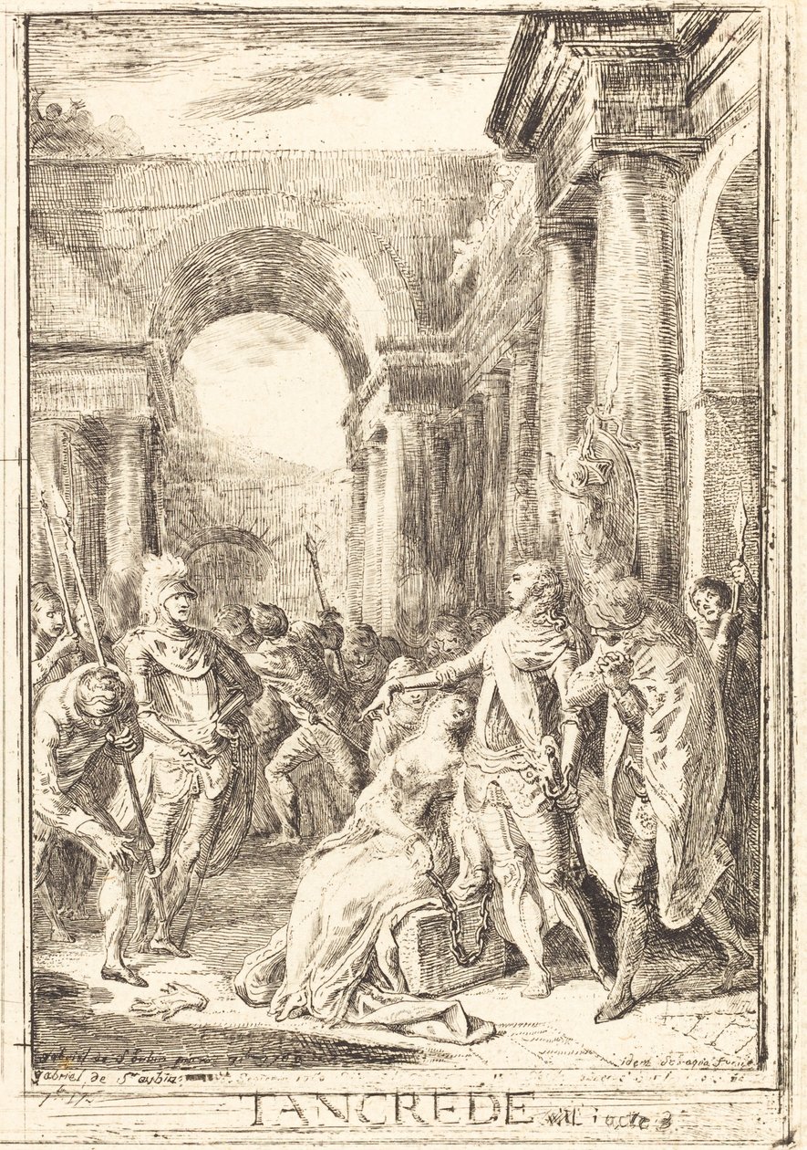 Utfordringen [til høyre] av Gabriel Jacques de Saint Aubin
